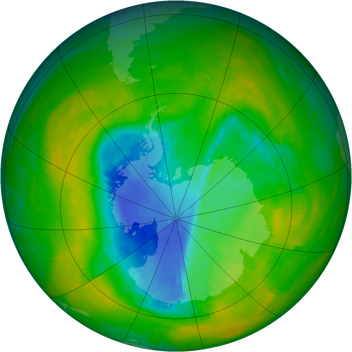 Antarctic ozone map for 28 November 1989